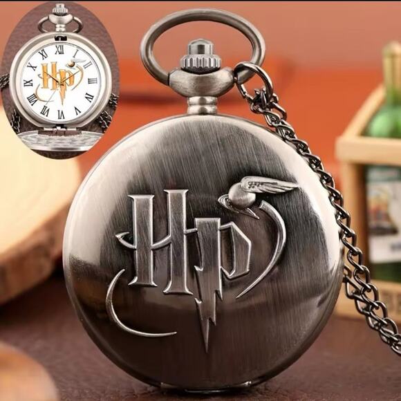 Silver Harry Potter Pocket Watch Hogwarts Cosplay Birthday Christmas Gift - NEW!